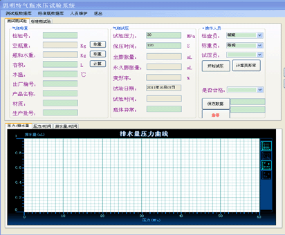 鋼瓶爆破試壓機(jī)數(shù)據(jù)采集軟件界面